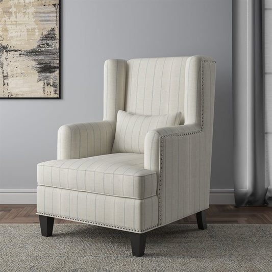 WEEKLY or MONTHLY. Isabella Accent Chair Blue Stripe with Kidney Pillow