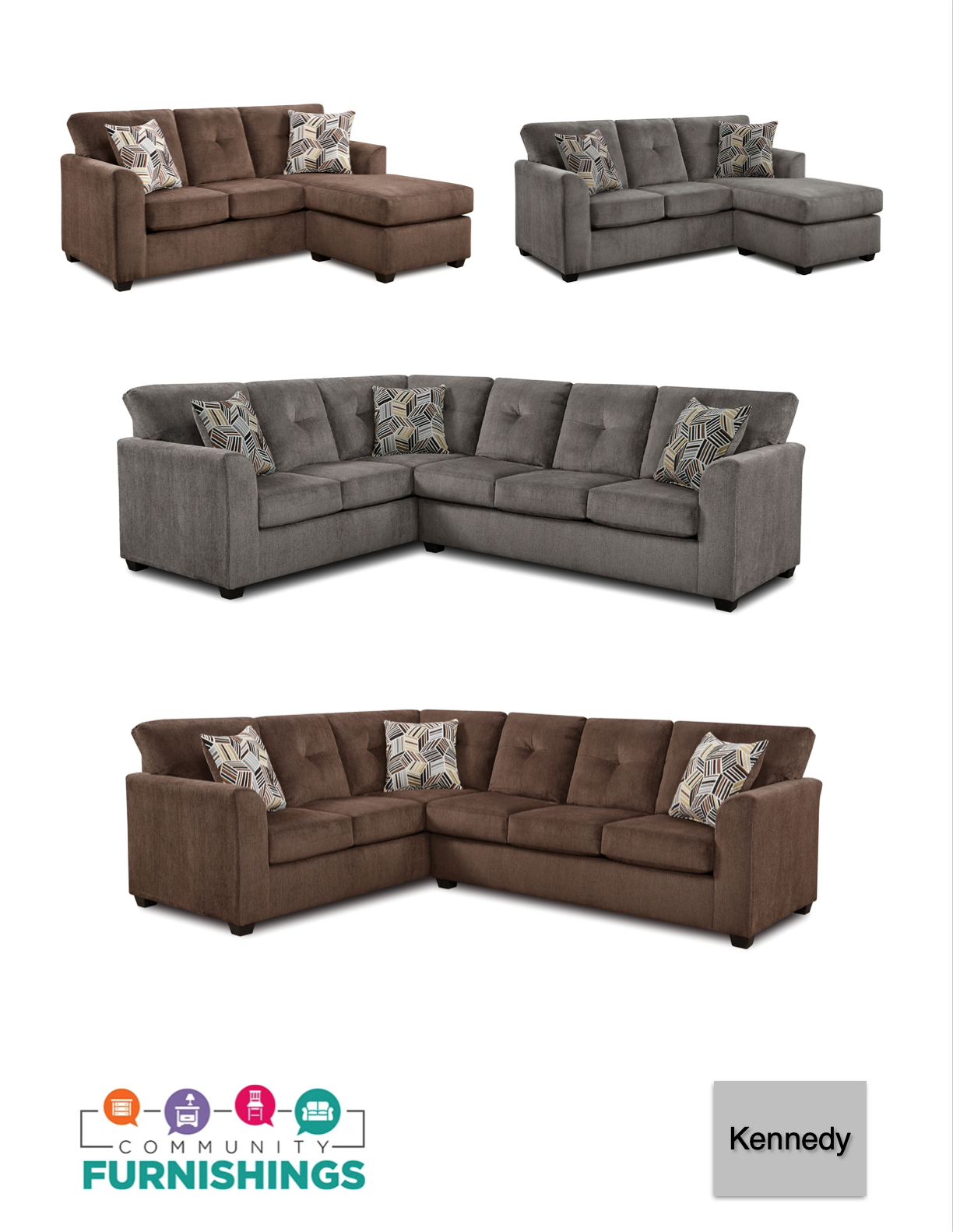 WEEKLY or MONTHLY. Choco Kendy Couch and Loveseat