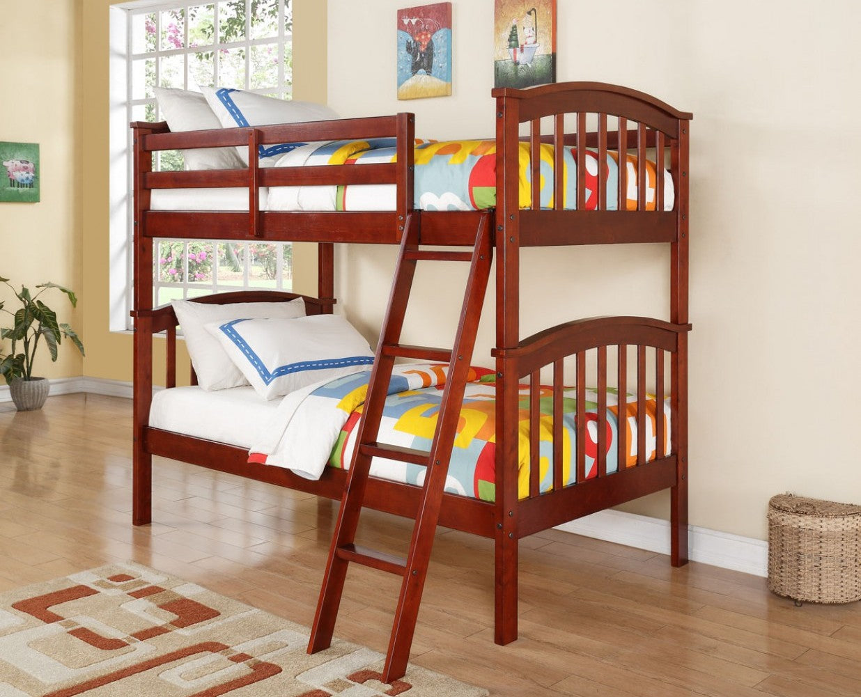 WEEKLY or MONTHLY. Cherry Finish Columbia Twin over Twin Bunkbed