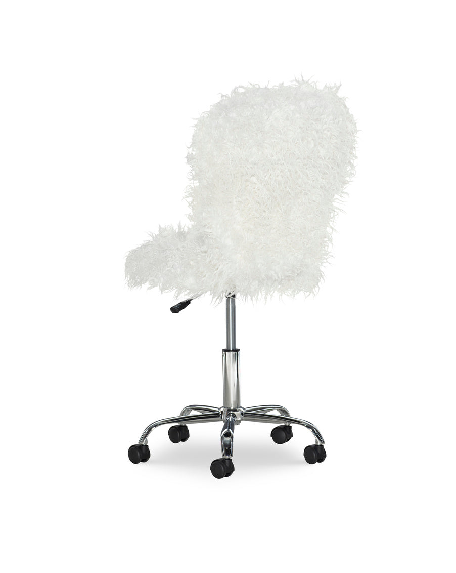 White fluffy spinny online chair