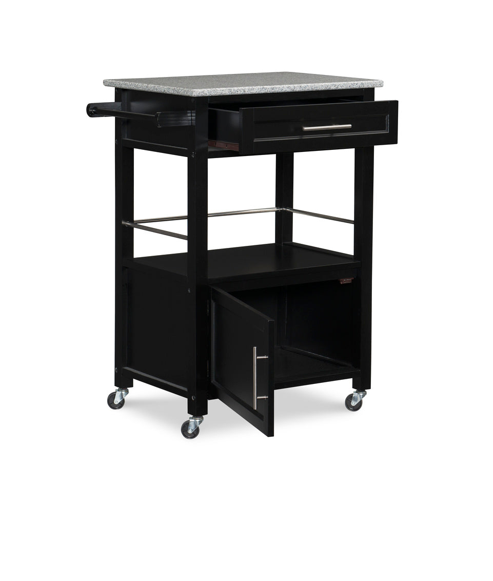 WEEKLY or MONTHLY. Michelin Kitchen Cart with Granite Top in Black