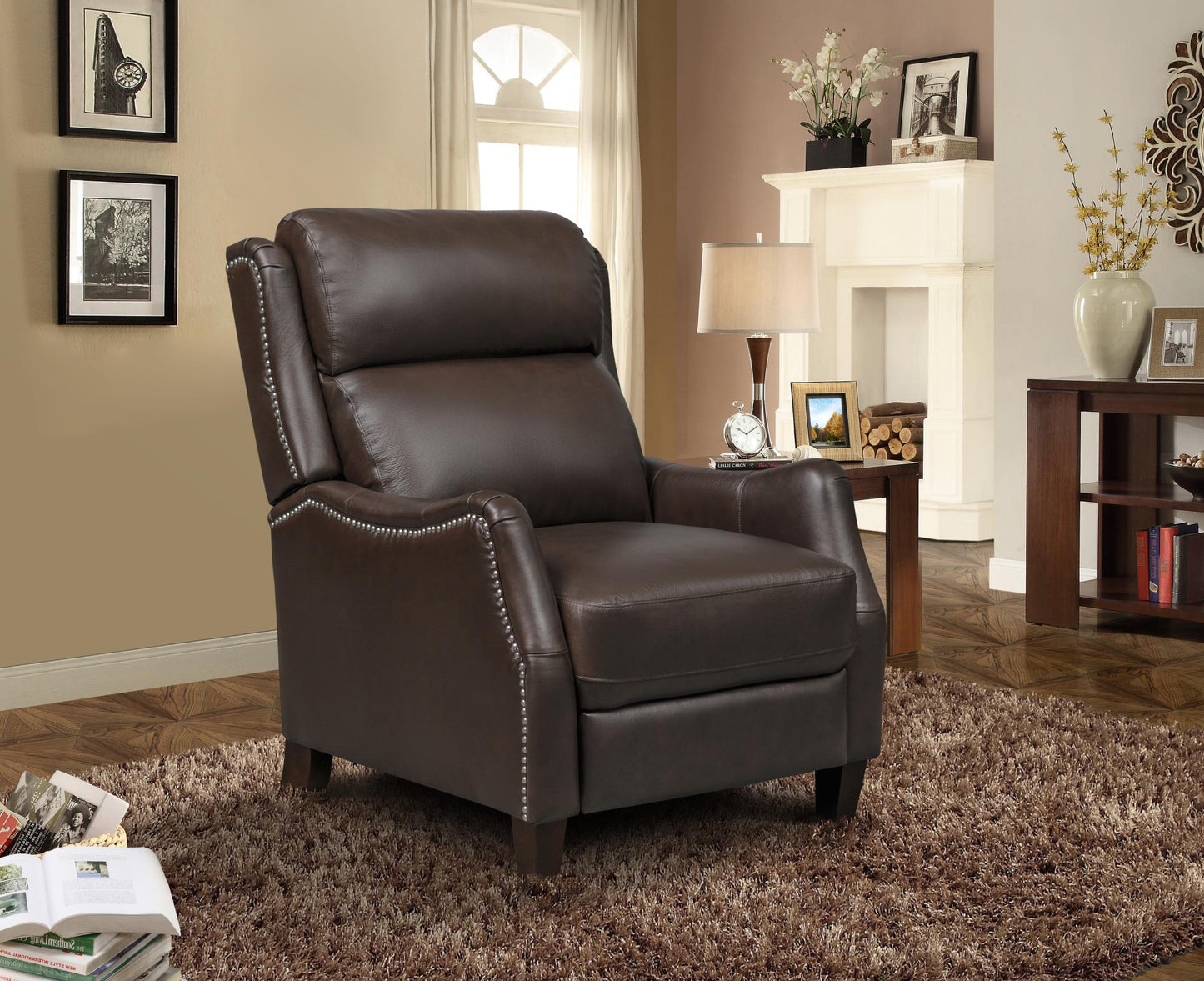 WEEKLY or MONTHLY. Andre Brown Leather Press-Back Recliner