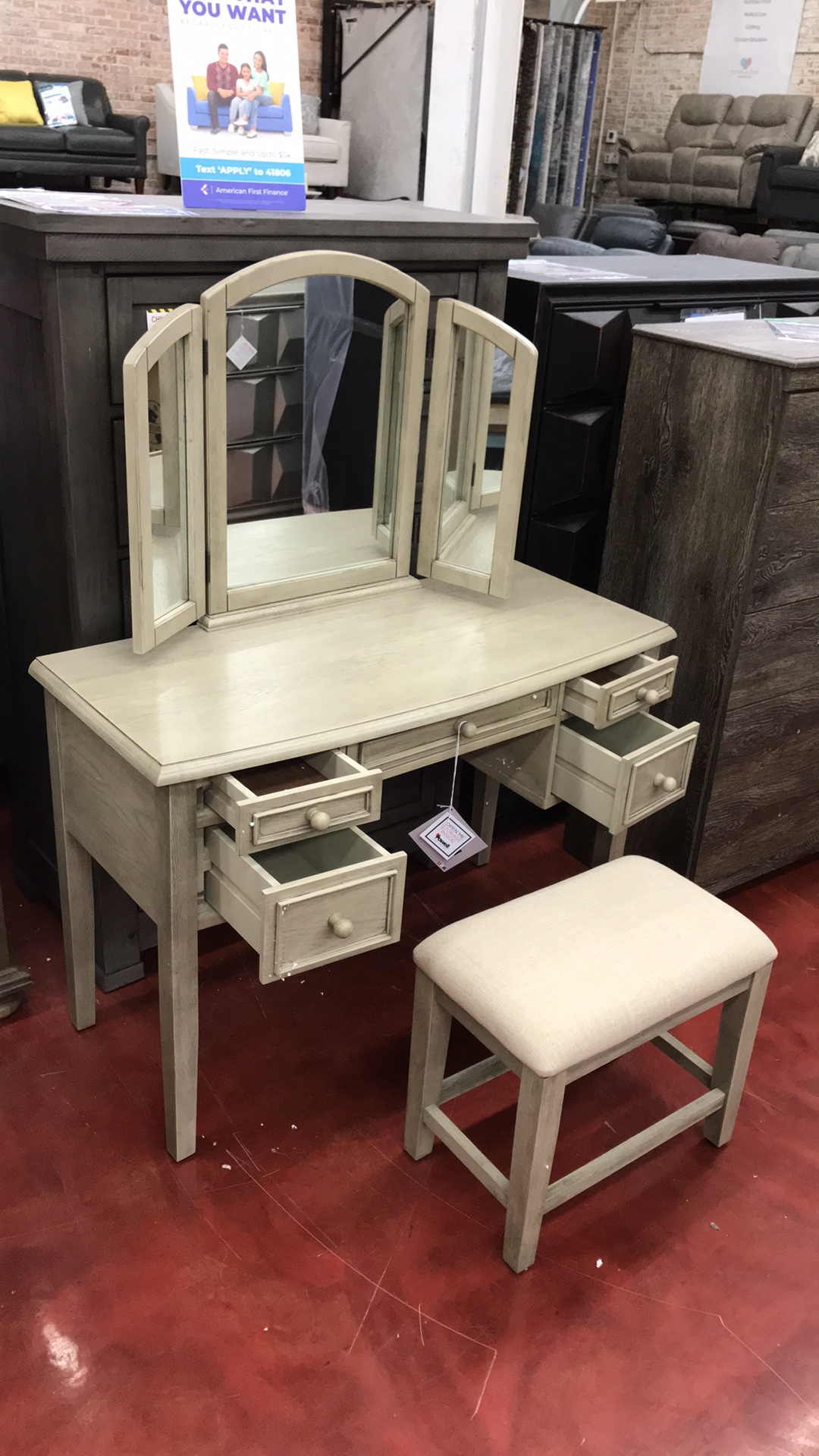 WEEKLY or MONTHLY. Melania Beauty Vanity and Bench