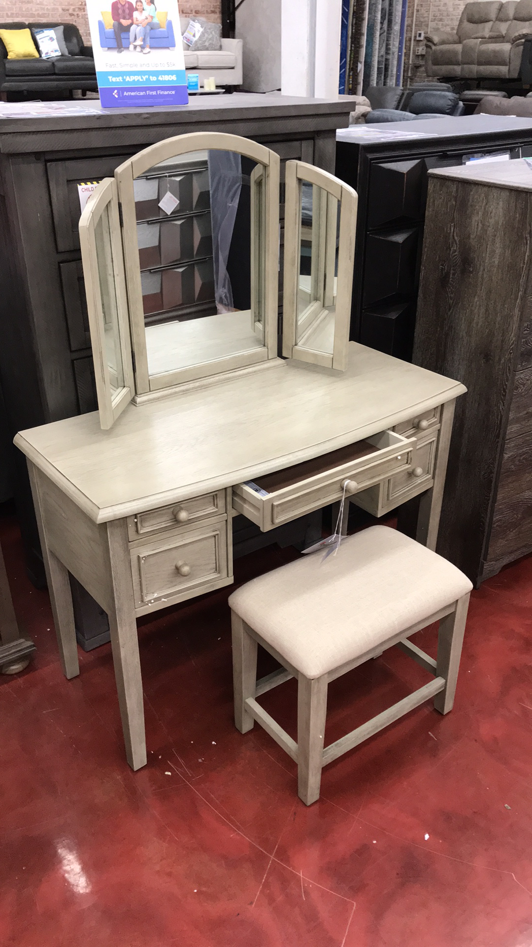 WEEKLY or MONTHLY. Melania Beauty Vanity and Bench