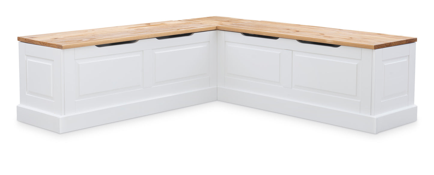 WEEKLY or MONTHLY. Norah Two-Tone Natural White Backless Corner Nook