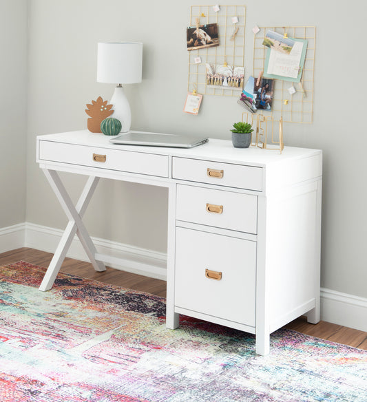 WEEKLY or MONTHLY. Peggy White Side Storage Desk