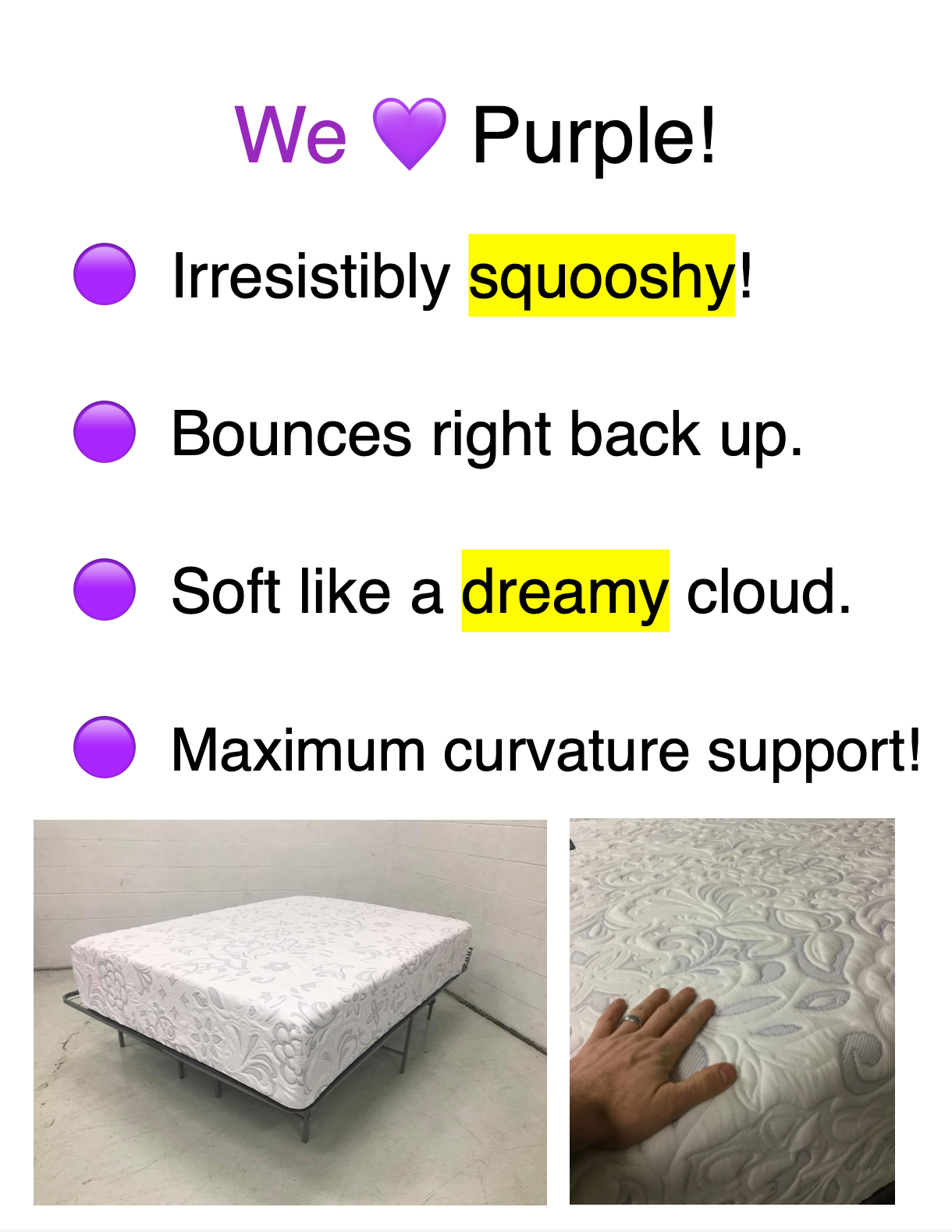 WEEKLY or MONTHLY. Purple Passion Twin Mattress
