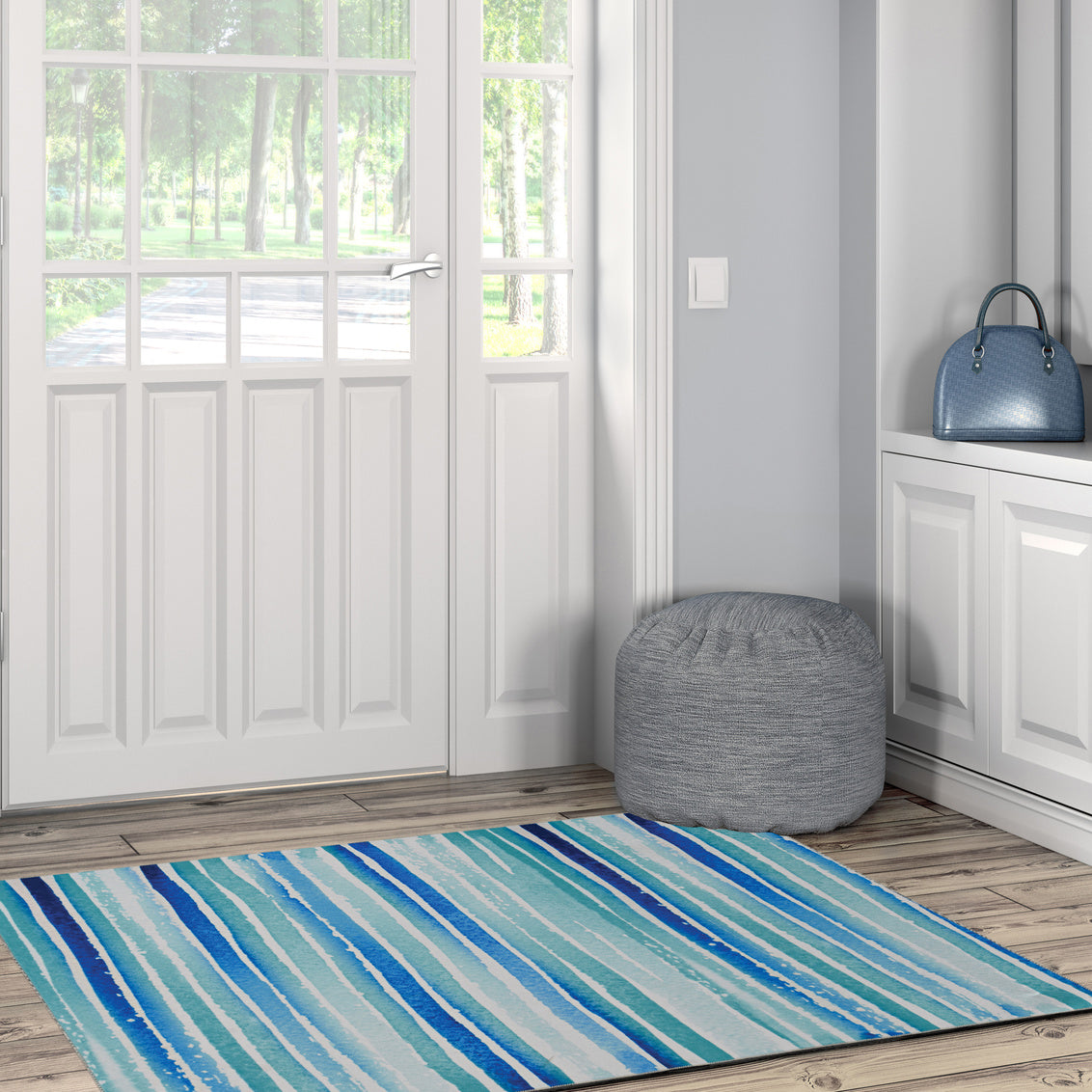 Washable Rug Janna in Ivory and Blue