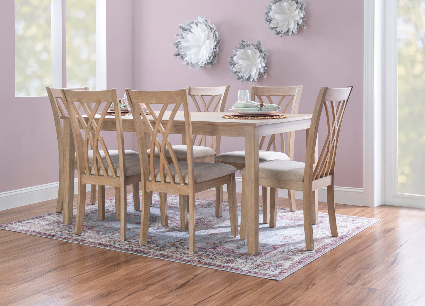 WEEKLY or MONTHLY. Starla Natural Dining Table & 6 Side Chairs