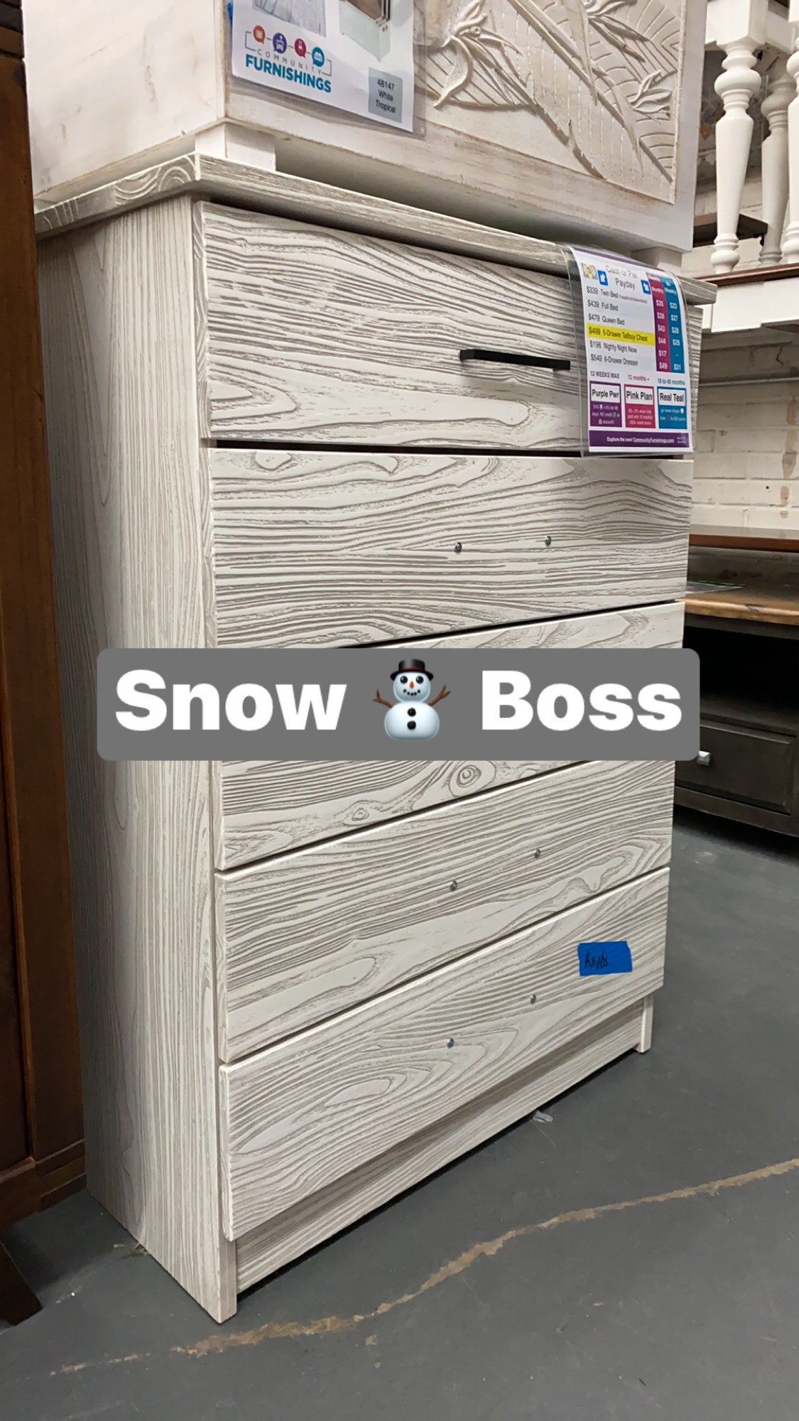 WEEKLY or MONTHLY. Snow Boss Bedroom Set