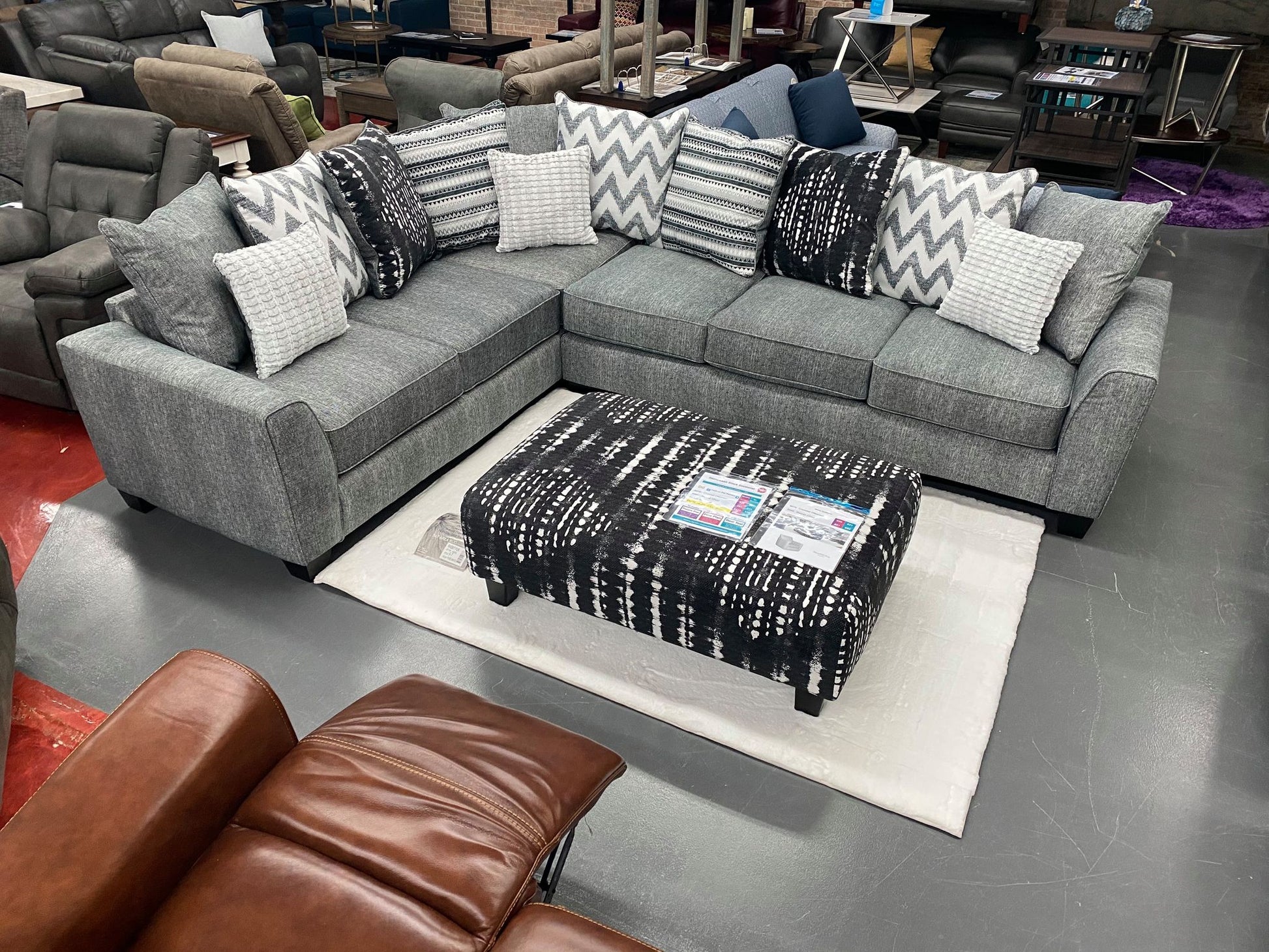 Affordable Furniture Stonewash Charcoal Sectional