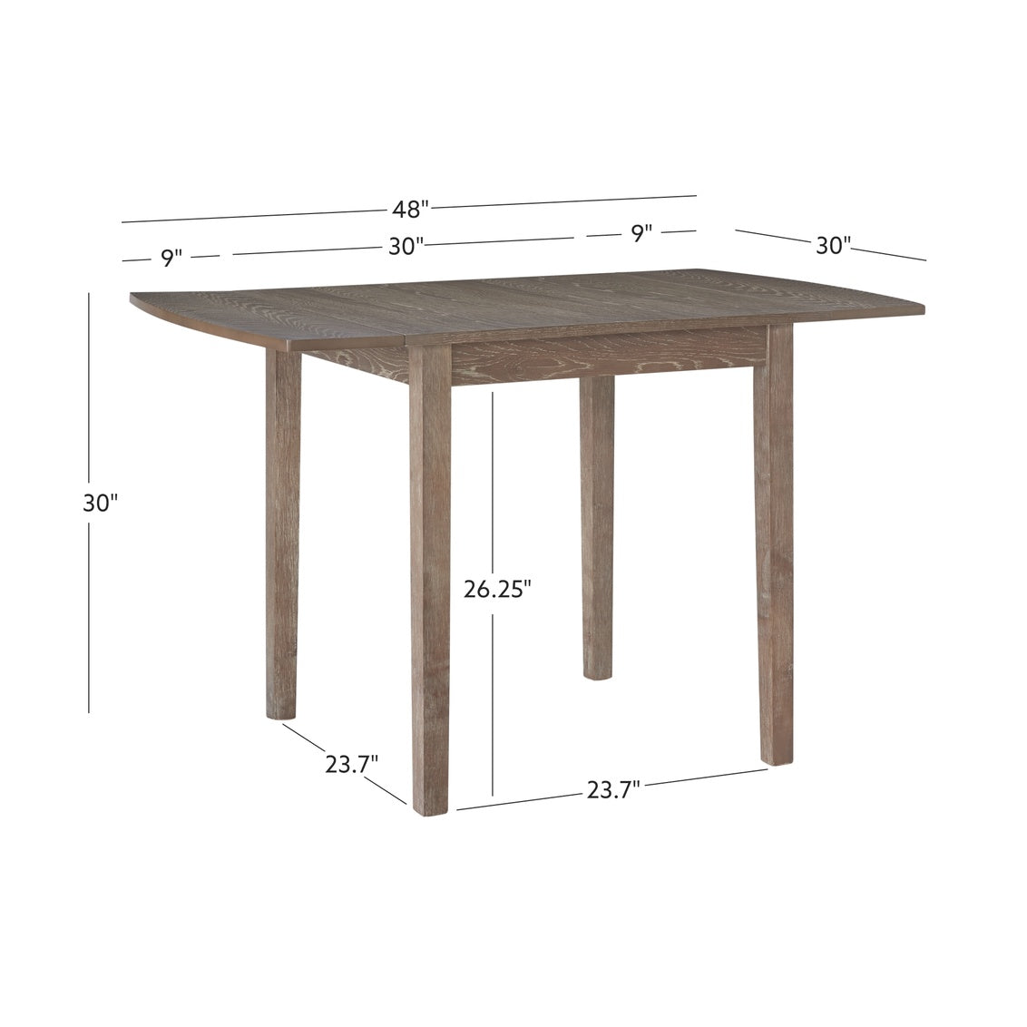 Torino Gray Square Drop Leaf Dining Table