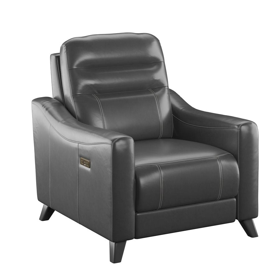 WEEKLY or MONTHLY. Amos Leather Power Recliner with Power Headrest