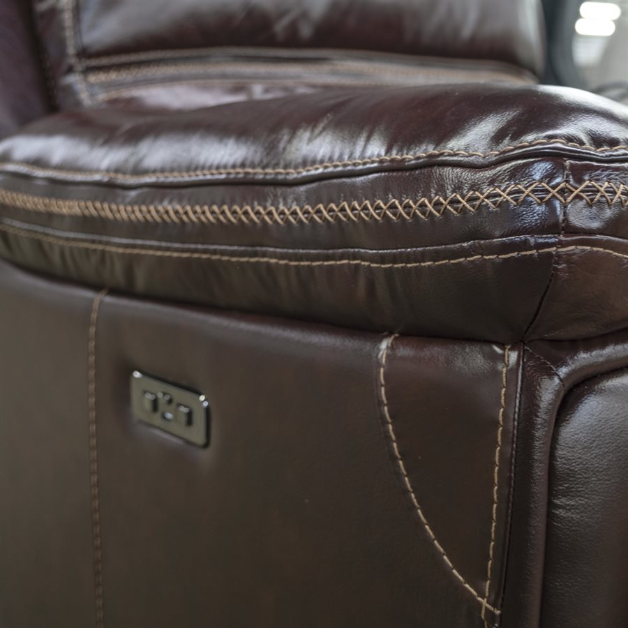 WEEKLY or MONTHLY. Bernie Leather Brown Power Recliner with Power Headrest