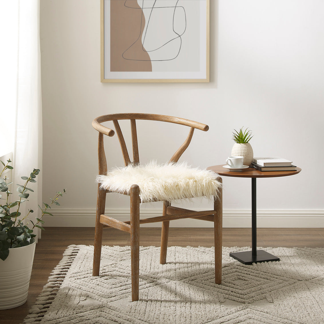 Wishbone Fur Accent Chair