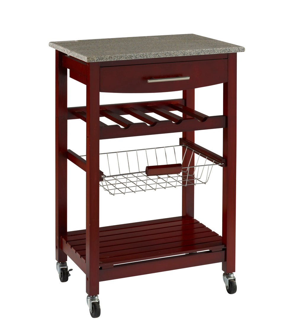 Joey Wenge Kitchen Rolling Cart with Granite Top