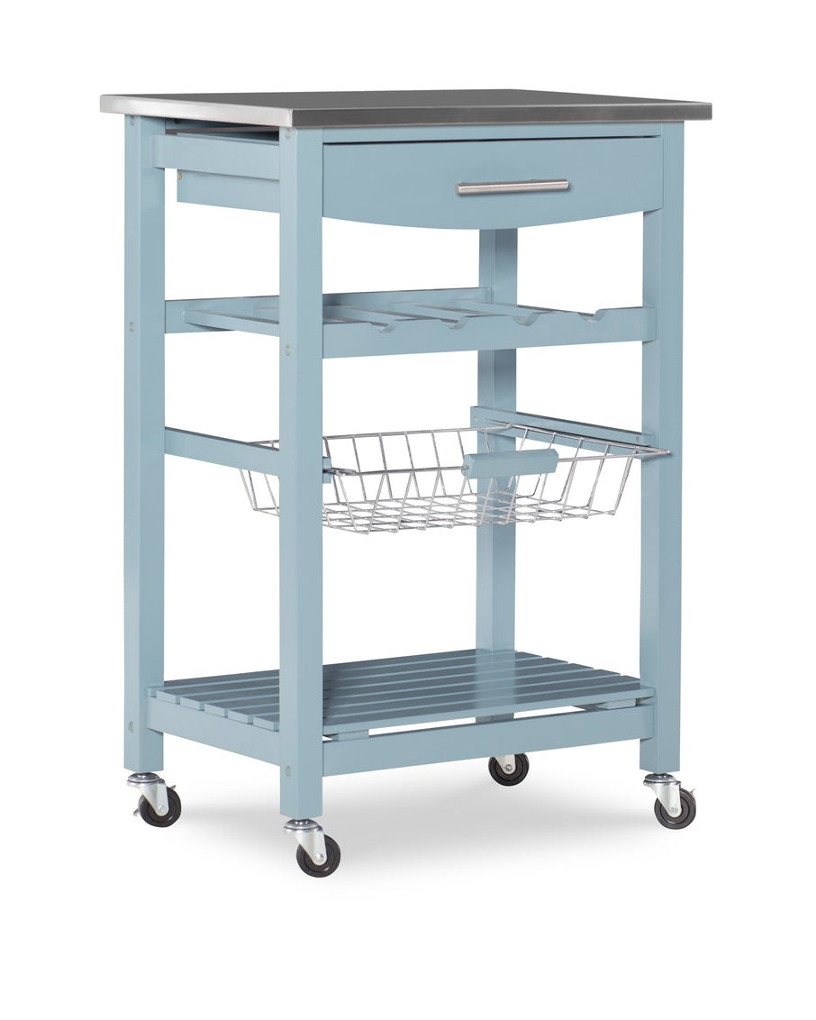 Joey Blue Stainless Top Kitchen Rolling Cart