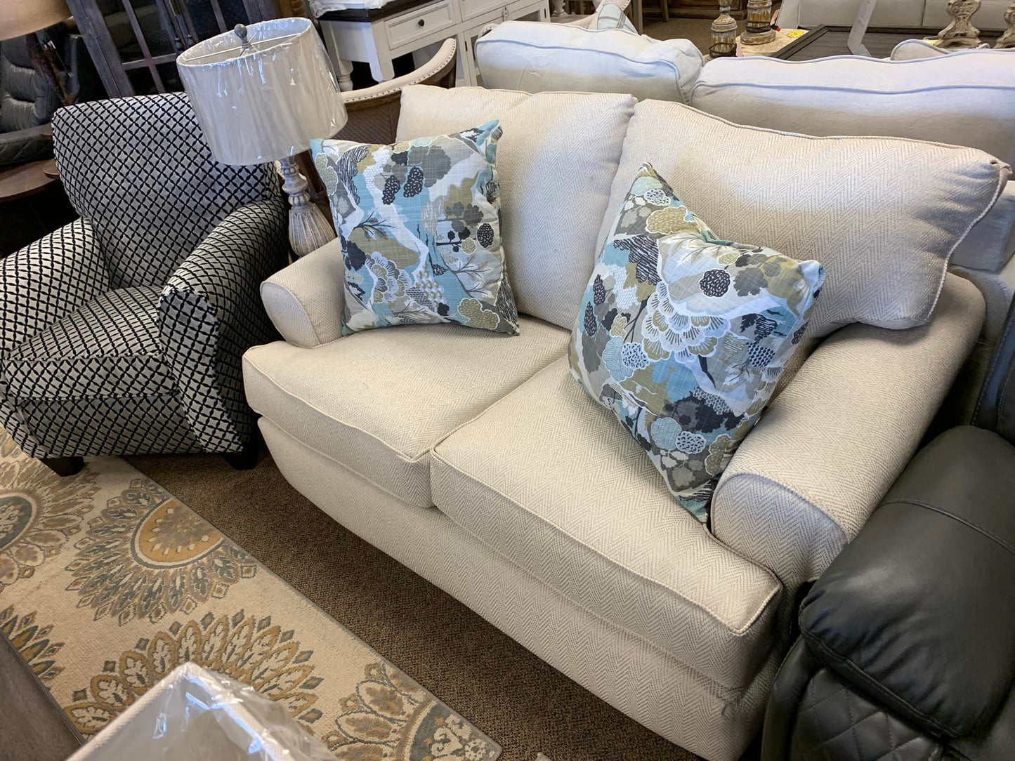 WEEKLY or MONTHLY. Madonna Ocean Teal Feel Couch & Loveseat